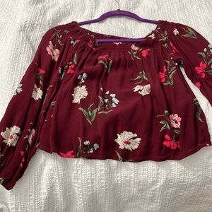 Hollister Burgundy flowy flower shirt
